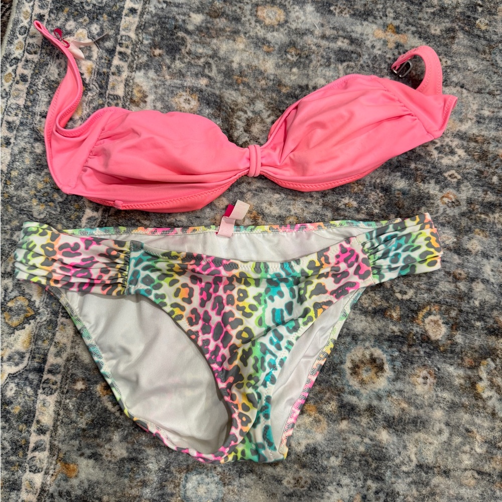 Victoria's Secret Pink and Multicolor Leopard Bikini